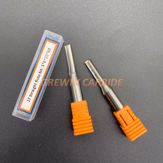 Fresa de extremo recto Grewin-Two Flautas para broca de grabado de madera Herramientas de corte CNC Fresas de extremo de carburo de tungsteno