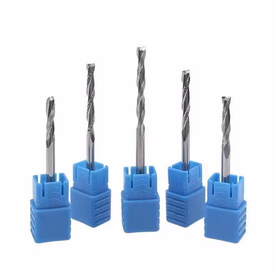 Wyk Cortador de fresado en espiral de doble filo 3.175 mm Máquina de grabado de broca CNC Amoladora de extremo CNC Herramienta de perforación de aleación de carpintería Máquina de grabado de carpintería de carburo